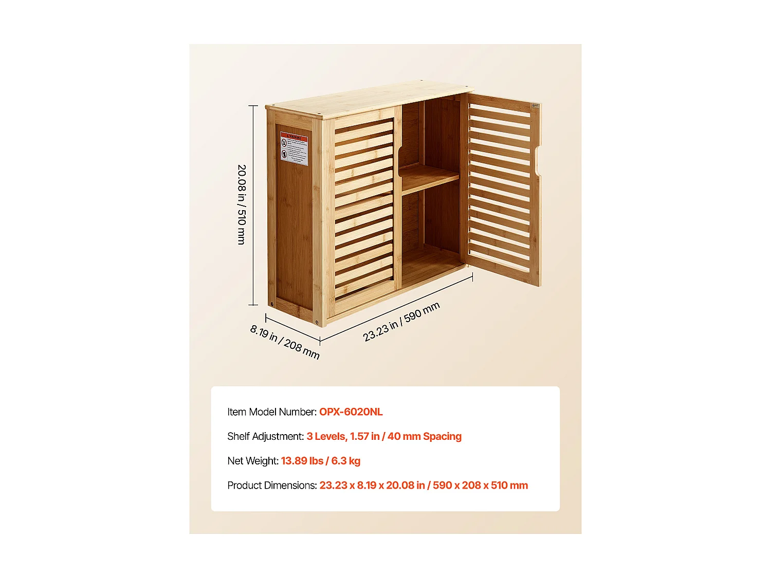 Armoire Murale de Salle de Bain SucceBuy, 2 Portes et Étagère Réglable avec 3 Niveaux de Hauteur, Armoire à Pharmacie de Rangement au-dessus des Toilettes