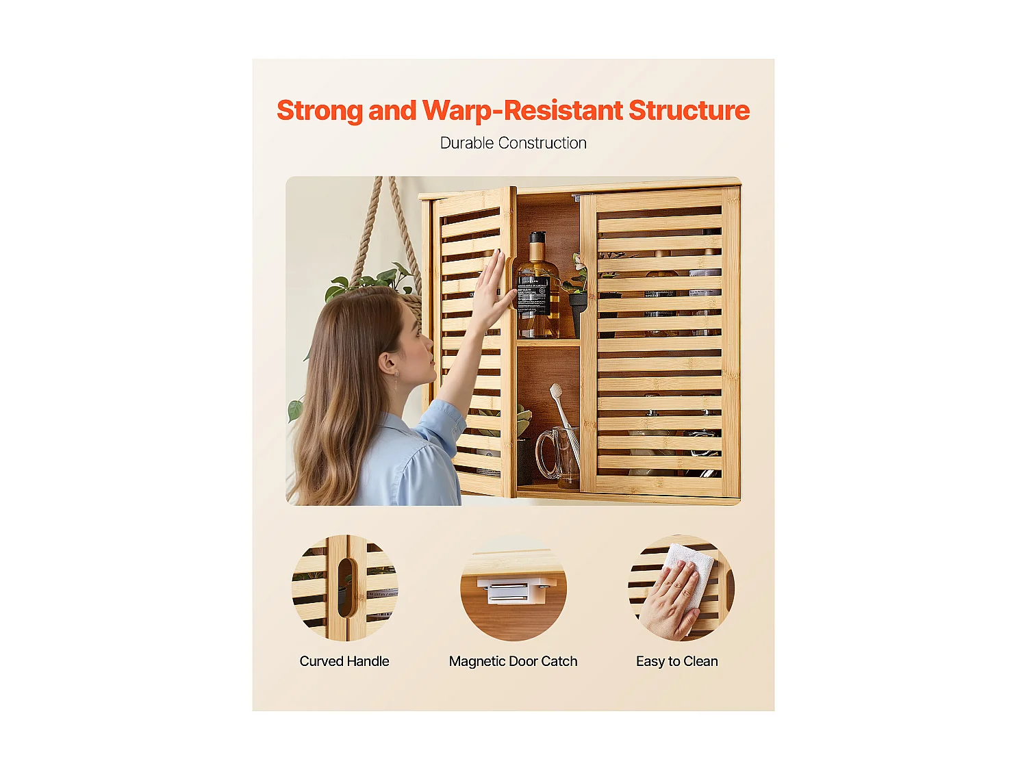 Armoire Murale de Salle de Bain SucceBuy, 2 Portes et Étagère Réglable avec 3 Niveaux de Hauteur, Armoire à Pharmacie de Rangement au-dessus des Toilettes