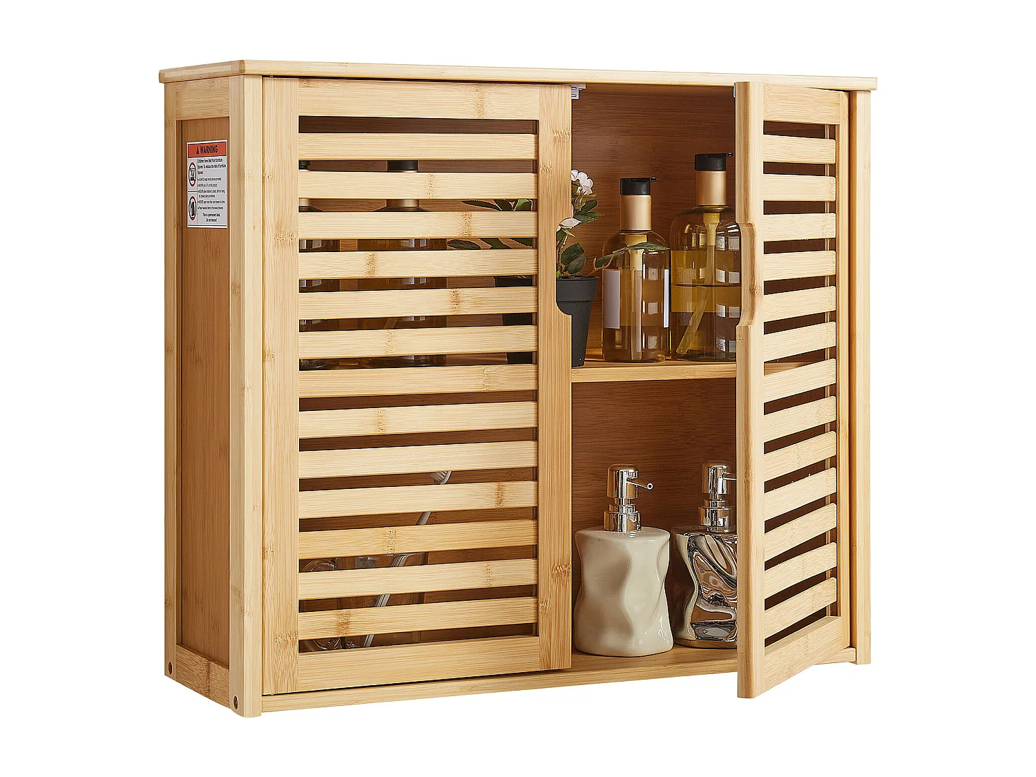 Armoire Murale de Salle de Bain SucceBuy, 2 Portes et Étagère Réglable avec 3 Niveaux de Hauteur, Armoire à Pharmacie de Rangement au-dessus des Toilettes