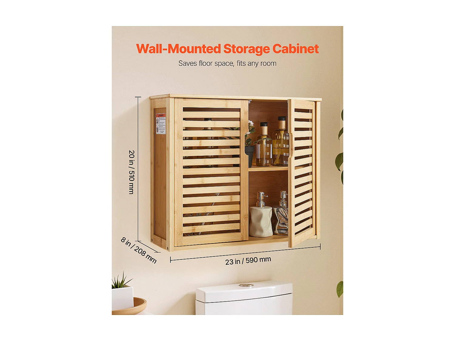 Armoire Murale de Salle de Bain SucceBuy, 2 Portes et Étagère Réglable avec 3 Niveaux de Hauteur, Armoire à Pharmacie de Rangement au-dessus des Toilettes