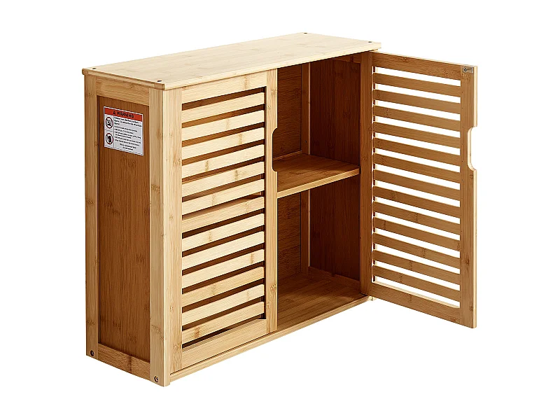 Armoire Murale de Salle de Bain SucceBuy, 2 Portes et Étagère Réglable avec 3 Niveaux de Hauteur, Armoire à Pharmacie de Rangement au-dessus des Toilettes