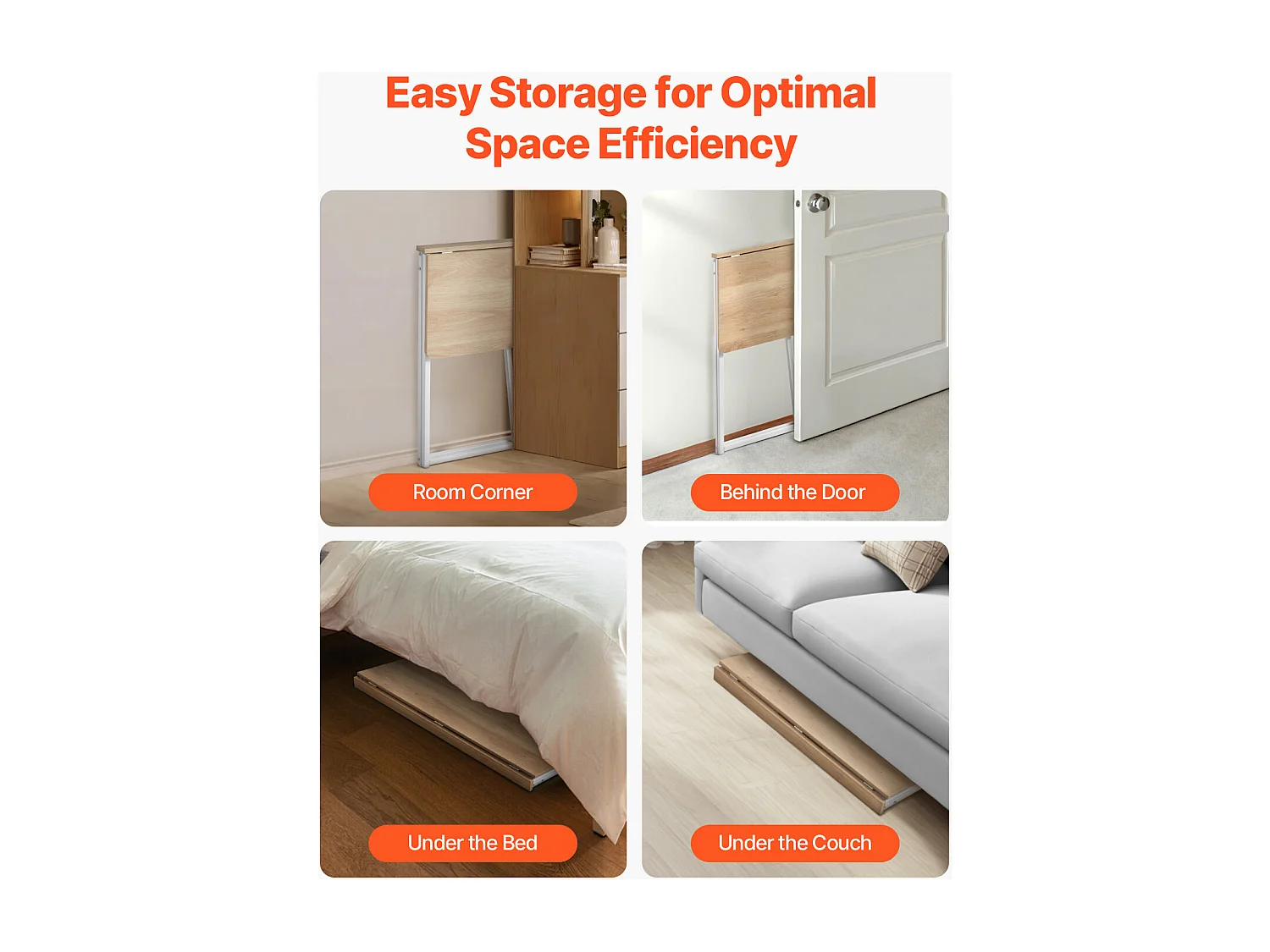 Bureau d'Ordinateur SucceBuy Pliant 80 cm, Table de Bureau Informatique Pliable pour Petits Espaces, Poste de Travail en Panneau de Particules Robuste