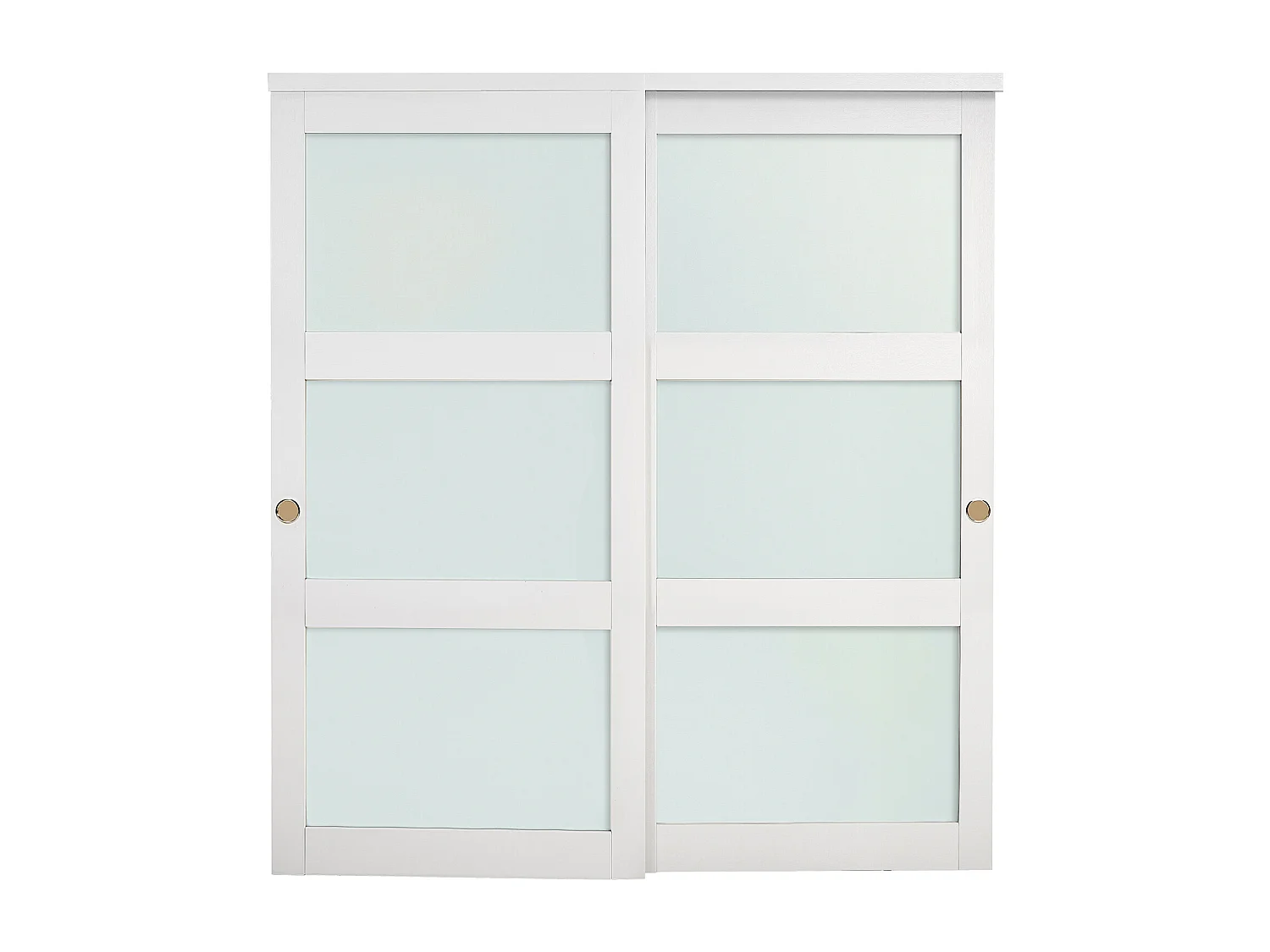 Porte Coulissante SucceBuy de Placard 182,9 x 203,2 cm, Double Porte de Garde-robes en Verre Dépoli à 3 Panneaux, avec Kit de Quincaillerie et Rail au Sol