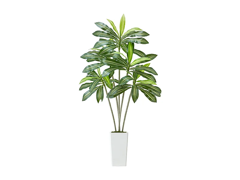 Dracaena Artificiel SucceBuy, 1,8 m, Plante Artificielle Tropicale en Pot Blanc, Faux Arbre Tropical, Fausse Plante Feuilles Polyéthylène pour Salon