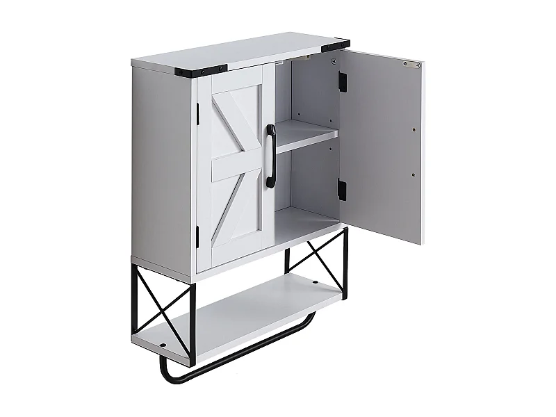 Badezimmer Hängeschrank SucceBuy, 2 Türen und Verstellbares Regal, Arzneischrank über der Toilette, Hängeorganizer für Wäscheraum