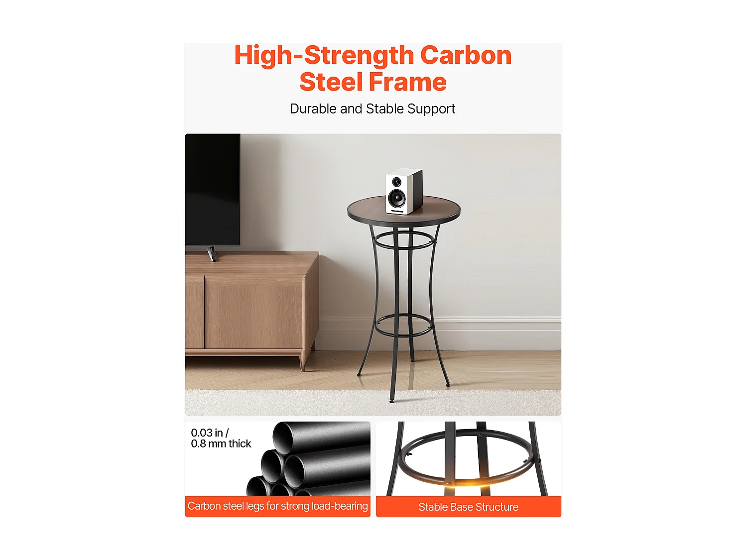 Ronde Bartafel SucceBuy, 60x101 cm, Hoge Bistrotafel voor Buiten, met Blad, Robuuste Metalen Constructie, Tuinmeubilair voor Patio, Terras