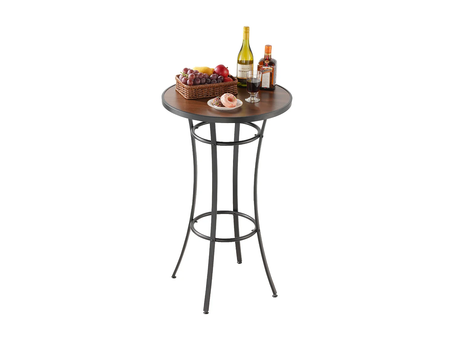 Ronde Bartafel SucceBuy, 60x101 cm, Hoge Bistrotafel voor Buiten, met Blad, Robuuste Metalen Constructie, Tuinmeubilair voor Patio, Terras