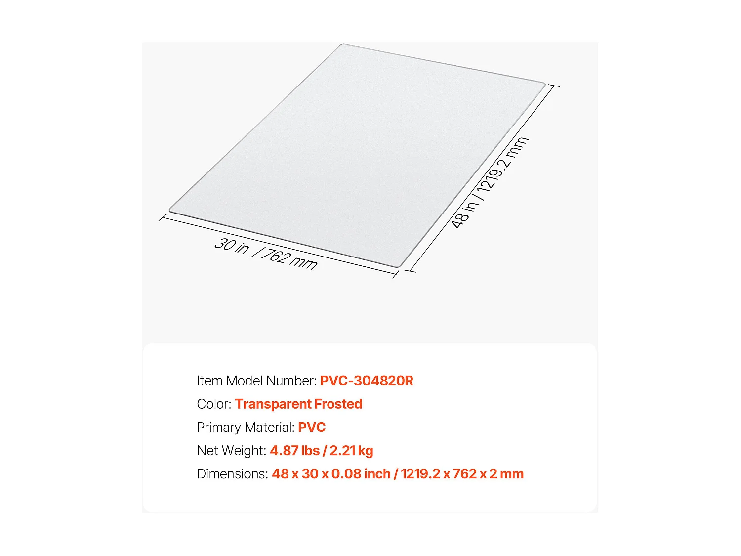 Tapis Chaise de Bureau SucceBuy Transparent de 121,9x76,2 cm, Tapis de Protection pour Chaises sur Roulettes, Protège-sol Dur Rectangulaire, pour Maison Bureau