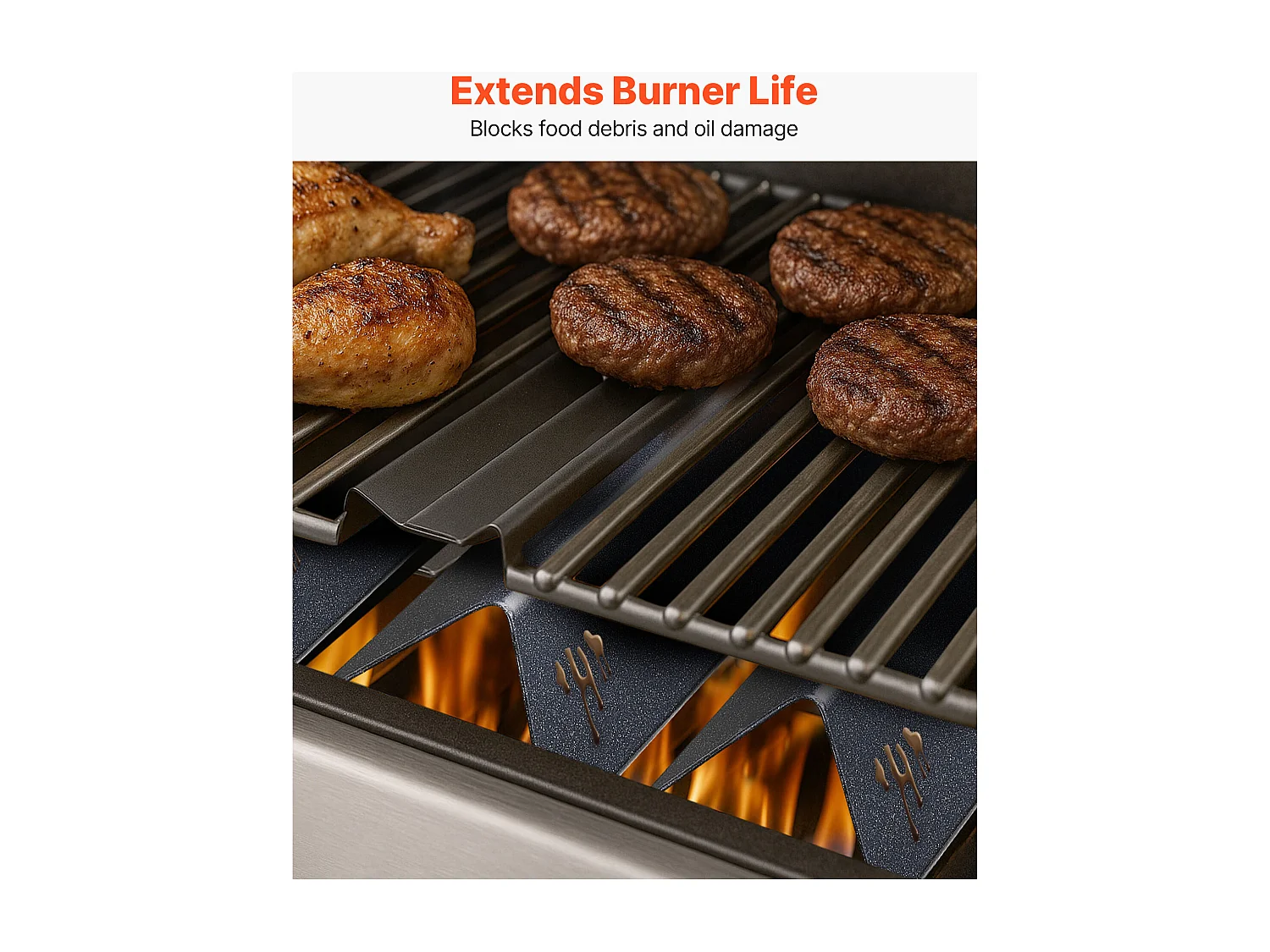 Barres Cache-brûleurs SucceBuy 3PCs, Déflecteur de Graisse pour Brûleur de 39 cm en Acier Émaillé, pour Weber Spirit I et II Séries 200, y Compris Spirit II E-210