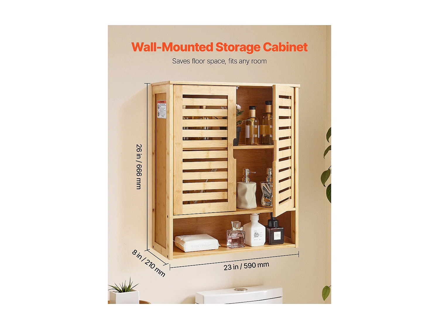 Armoire Murale de Salle de Bain SucceBuy avec 2 Portes et Étagère Réglable, Armoire à Pharmacie au-dessus des Toilettes, Organisateur Suspendu pour Buanderie