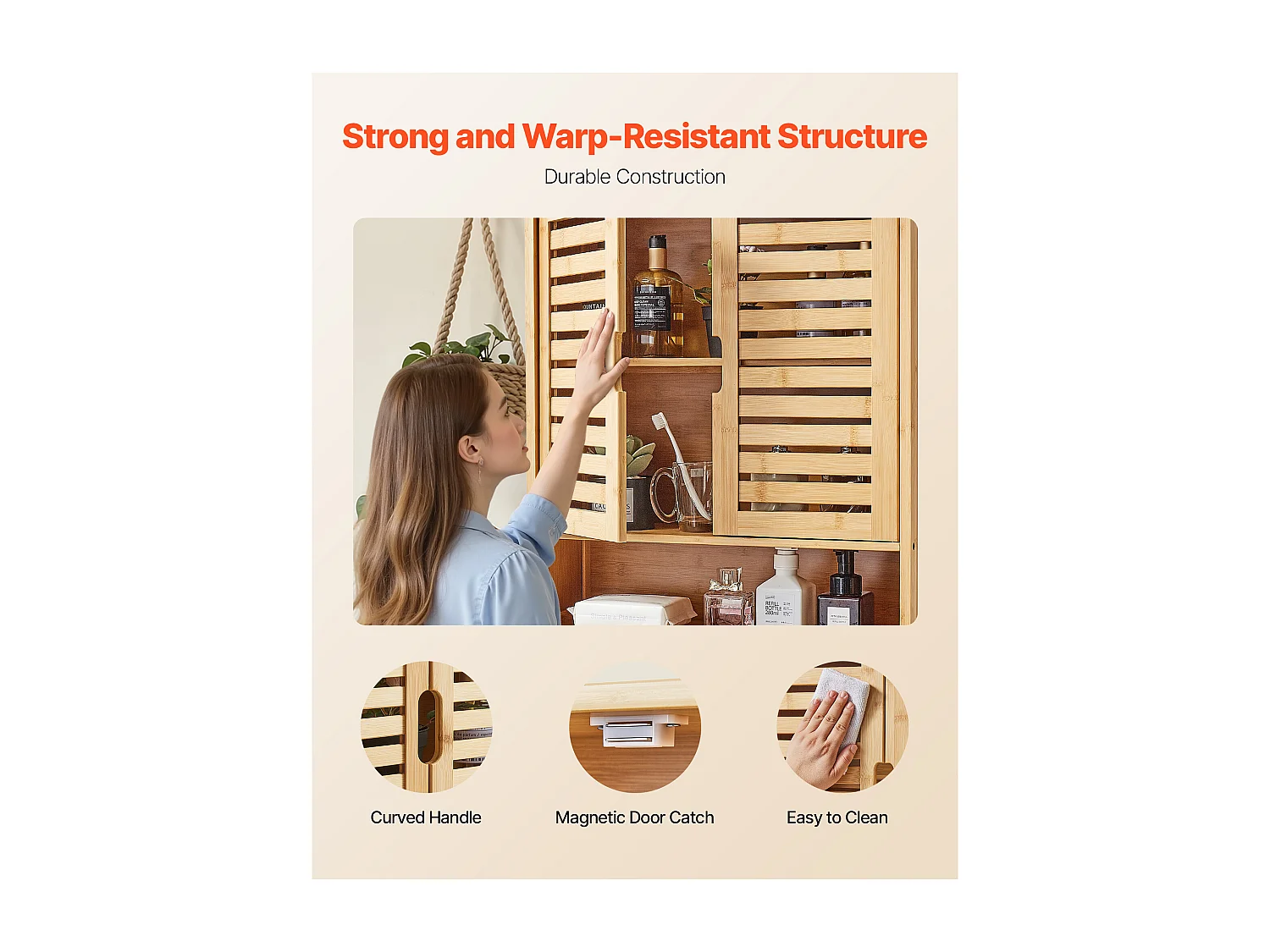 Armoire Murale de Salle de Bain SucceBuy avec 2 Portes et Étagère Réglable, Armoire à Pharmacie au-dessus des Toilettes, Organisateur Suspendu pour Buanderie