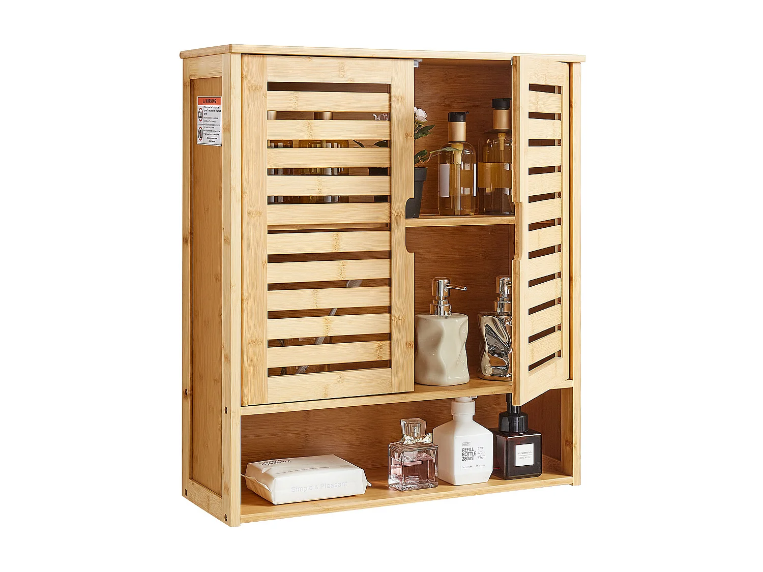 Armoire Murale de Salle de Bain SucceBuy avec 2 Portes et Étagère Réglable, Armoire à Pharmacie au-dessus des Toilettes, Organisateur Suspendu pour Buanderie