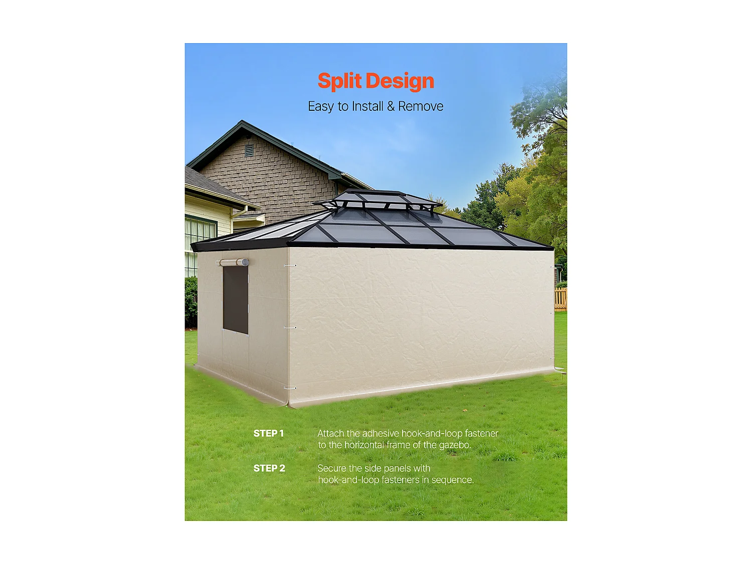 Boczne Ściany dla Pokrowca na Altankę Zima SucceBuy, 3,44x4,66 m, Pokrycie na Altankę na Wszystkie Sezony, z Oknami z Siatki, Materiał PE Wysokiej Gęstości