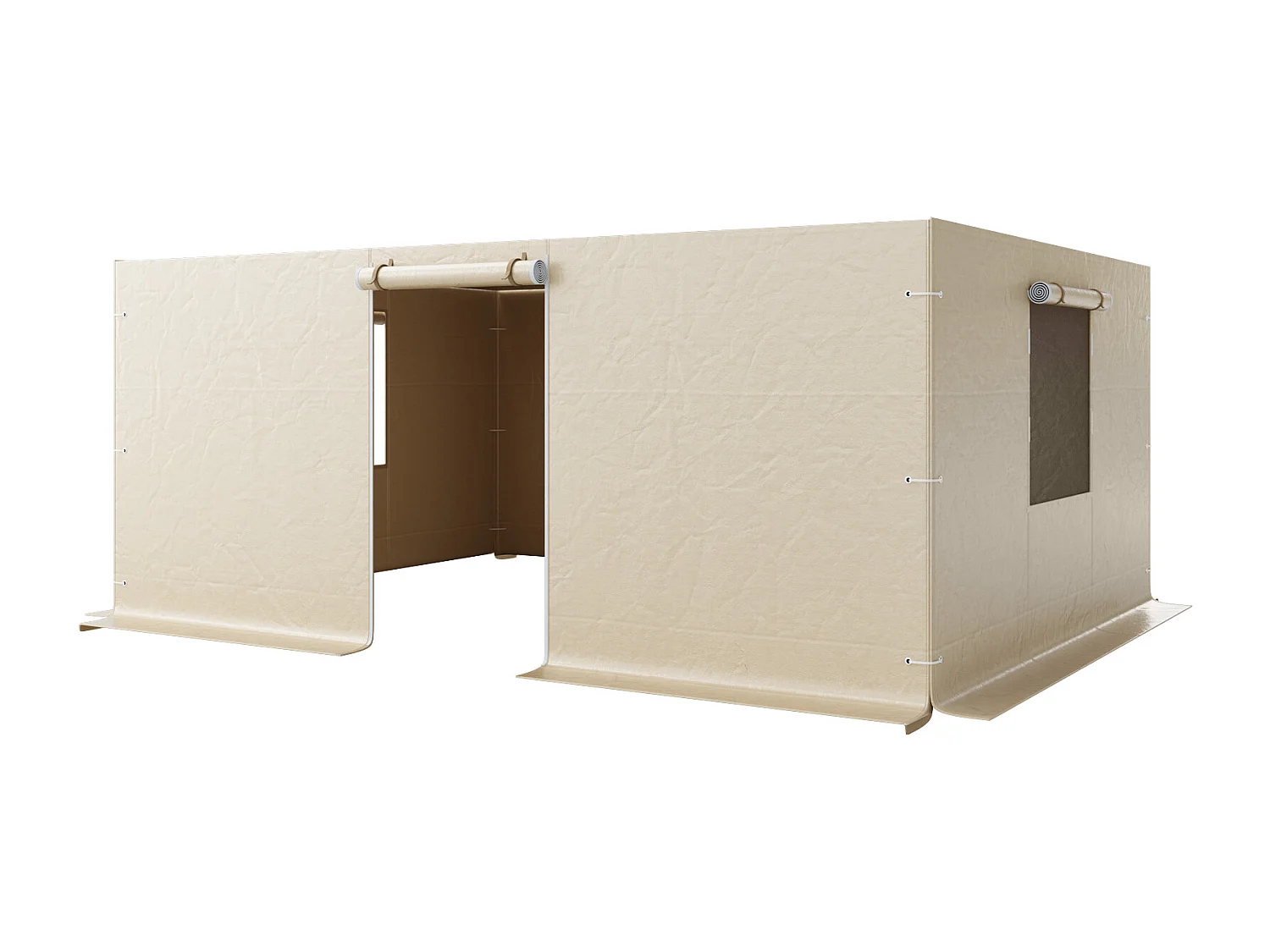 Boczne Ściany dla Pokrowca na Altankę Zima SucceBuy, 3,44x4,66 m, Pokrycie na Altankę na Wszystkie Sezony, z Oknami z Siatki, Materiał PE Wysokiej Gęstości