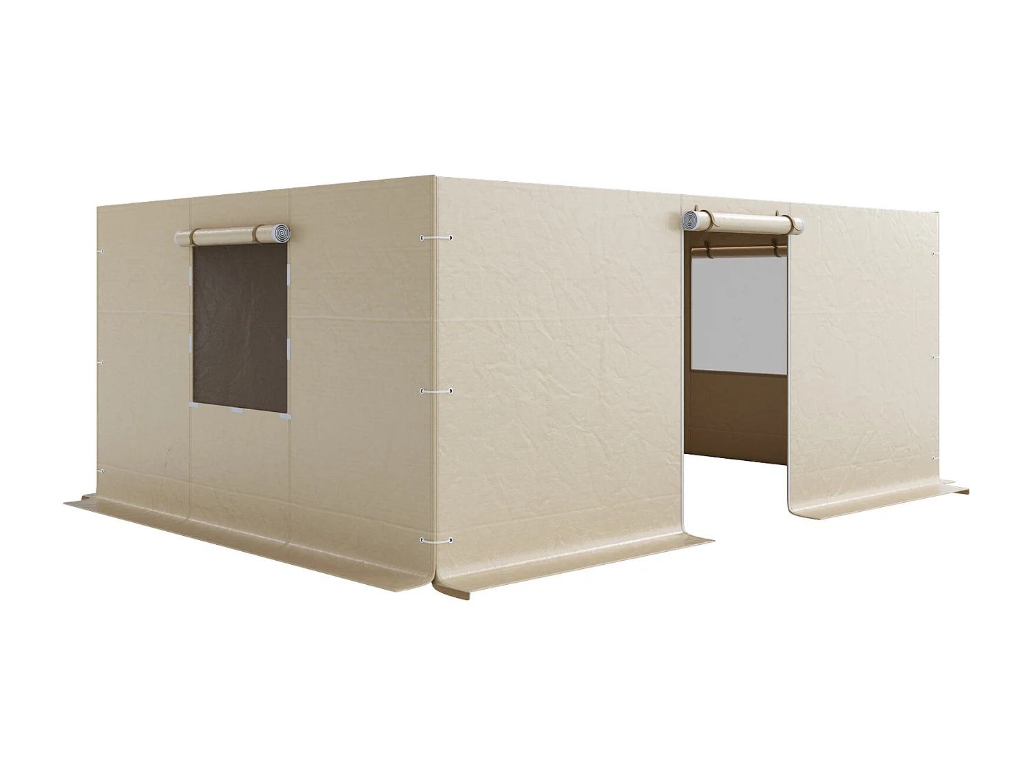 Boczne Ściany dla Pokrowca na Altankę Zima SucceBuy, 3,44x4,66 m, Pokrycie na Altankę na Wszystkie Sezony, z Oknami z Siatki, Materiał PE Wysokiej Gęstości