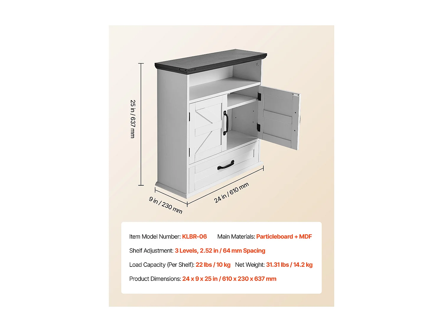 Badezimmer Hängeschrank SucceBuy, 2 Türen und Verstellbares Regal, Arzneischrank über der Toilette, Hängeorganizer für Wäscheraum, Weiß