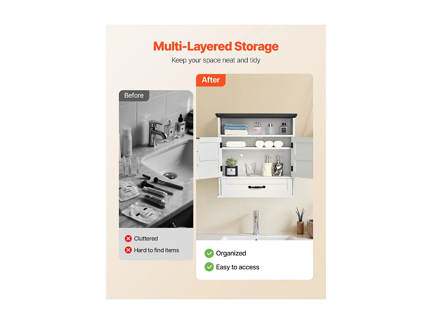 Badezimmer Hängeschrank SucceBuy, 2 Türen und Verstellbares Regal, Arzneischrank über der Toilette, Hängeorganizer für Wäscheraum, Weiß