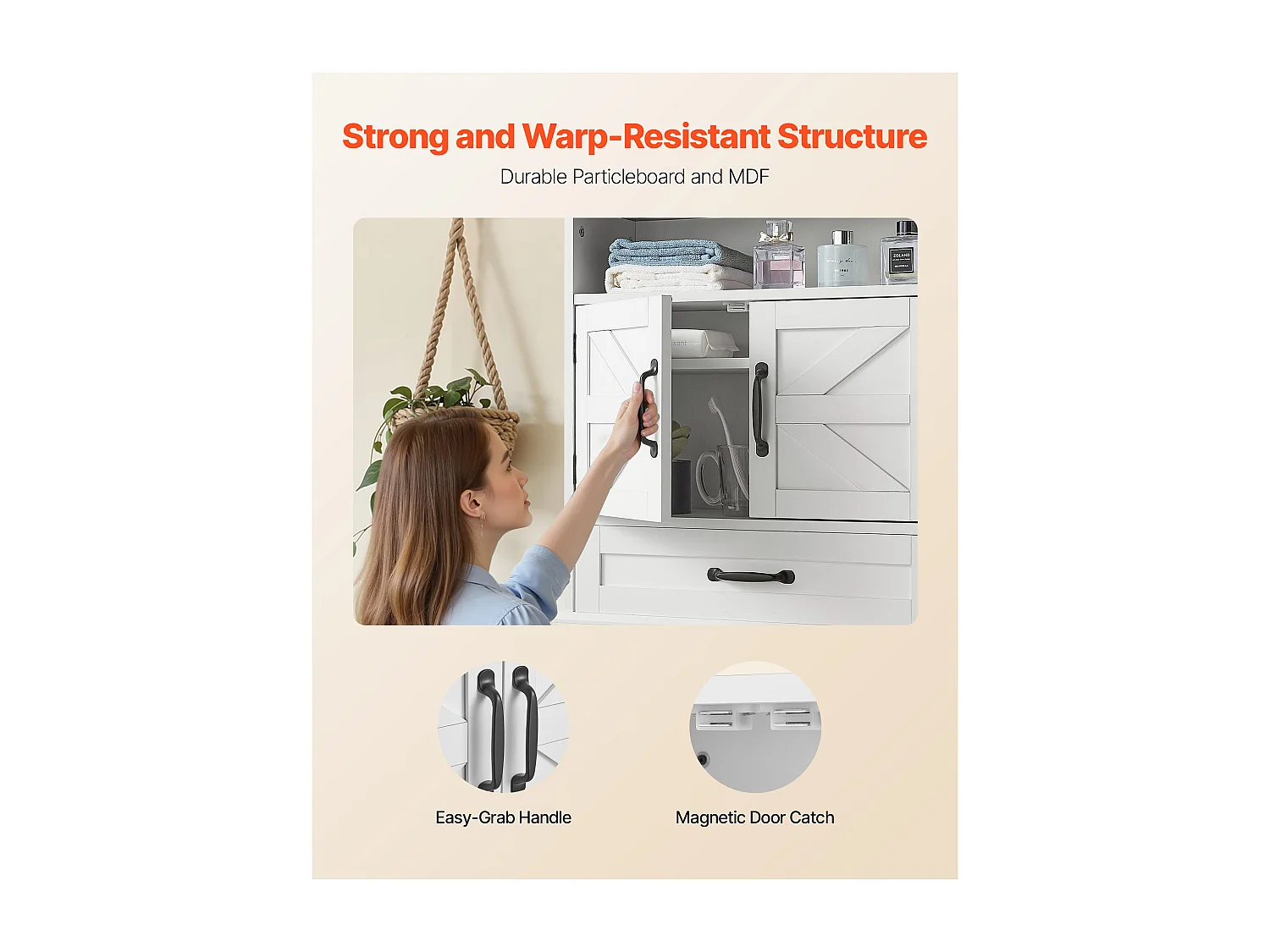 Badezimmer Hängeschrank SucceBuy, 2 Türen und Verstellbares Regal, Arzneischrank über der Toilette, Hängeorganizer für Wäscheraum, Weiß