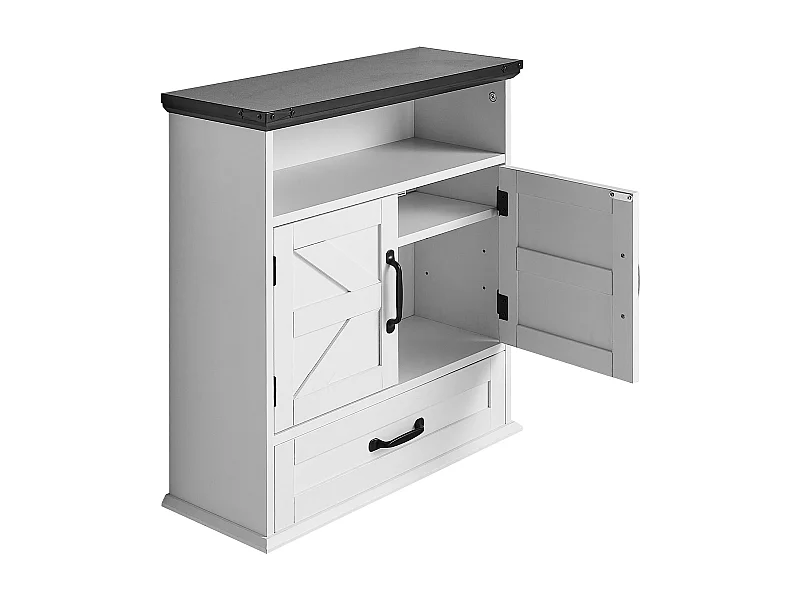 Armoire Murale de Salle de Bain SucceBuy, 2 Portes et Étagère Réglable, Armoire à Pharmacie au-dessus des Toilettes, Organisateur Suspendu, Blanc