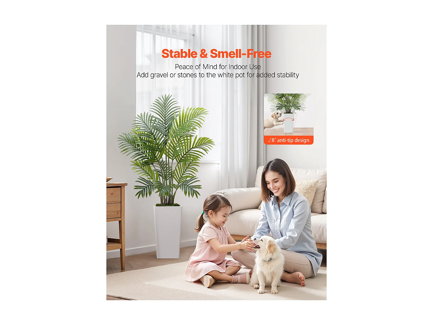 Palmier Artificiel Areca SucceBuy, 1,2 m, Plante Artificielle Tropicale en Pot Blanc, Lot de 2, Faux Arbre Tropical Palmier Areca, Fausse Plante pour Bureau