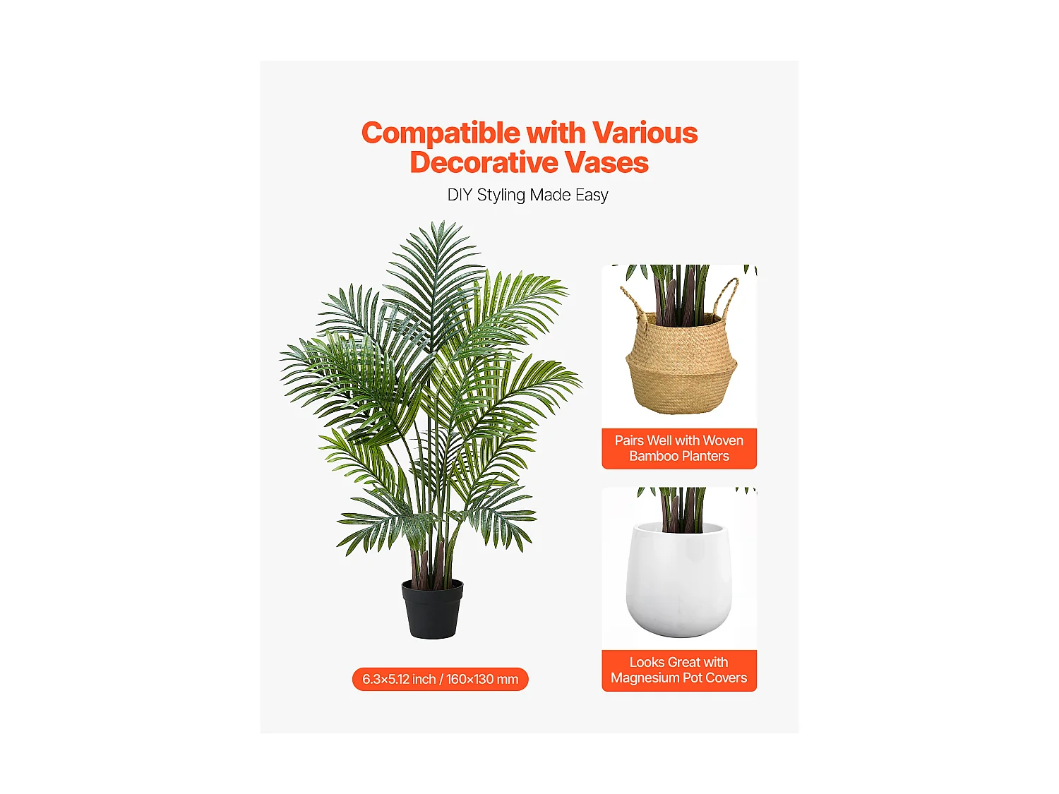 Palmier Artificiel Areca SucceBuy, 1,2 m, Plante Artificielle Tropicale en Pot Blanc, Lot de 2, Faux Arbre Tropical Palmier Areca, Fausse Plante pour Bureau