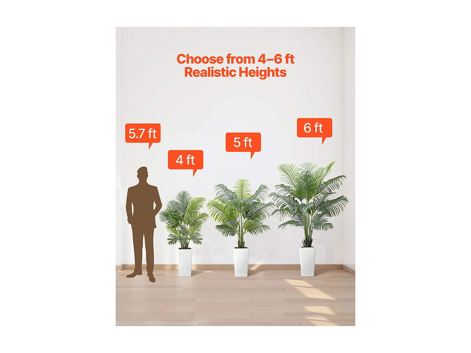 Palmier Artificiel Areca SucceBuy, 1,2 m, Plante Artificielle Tropicale en Pot Blanc, Lot de 2, Faux Arbre Tropical Palmier Areca, Fausse Plante pour Bureau