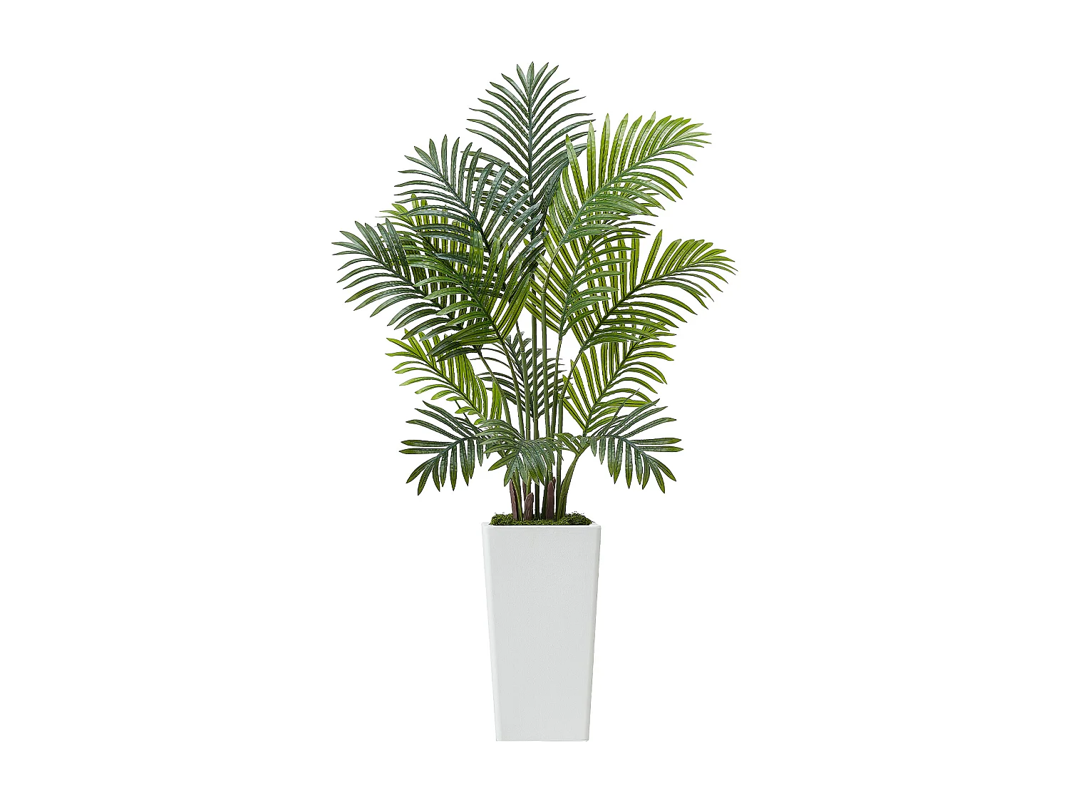Palmier Artificiel Areca SucceBuy, 1,2 m, Plante Artificielle Tropicale en Pot Blanc, Lot de 2, Faux Arbre Tropical Palmier Areca, Fausse Plante pour Bureau