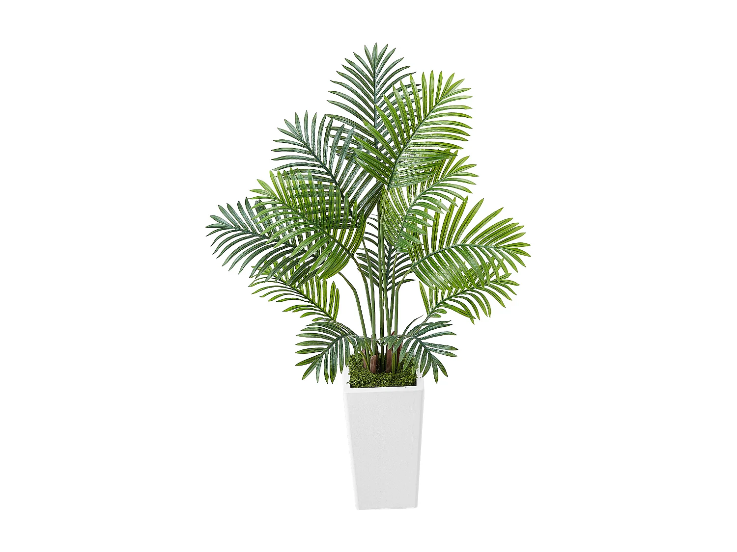 Palmier Artificiel Areca SucceBuy, 1,2 m, Plante Artificielle Tropicale en Pot Blanc, Lot de 2, Faux Arbre Tropical Palmier Areca, Fausse Plante pour Bureau