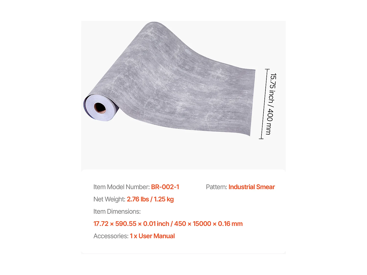 Papier Peint Adhésif Mural SucceBuy, 40 cm x 15 m, Rouleau Papier Peint Autocollant en Vinyle, Style Industriel Gris Foncé, Imperméable, pour Revêtement Mural