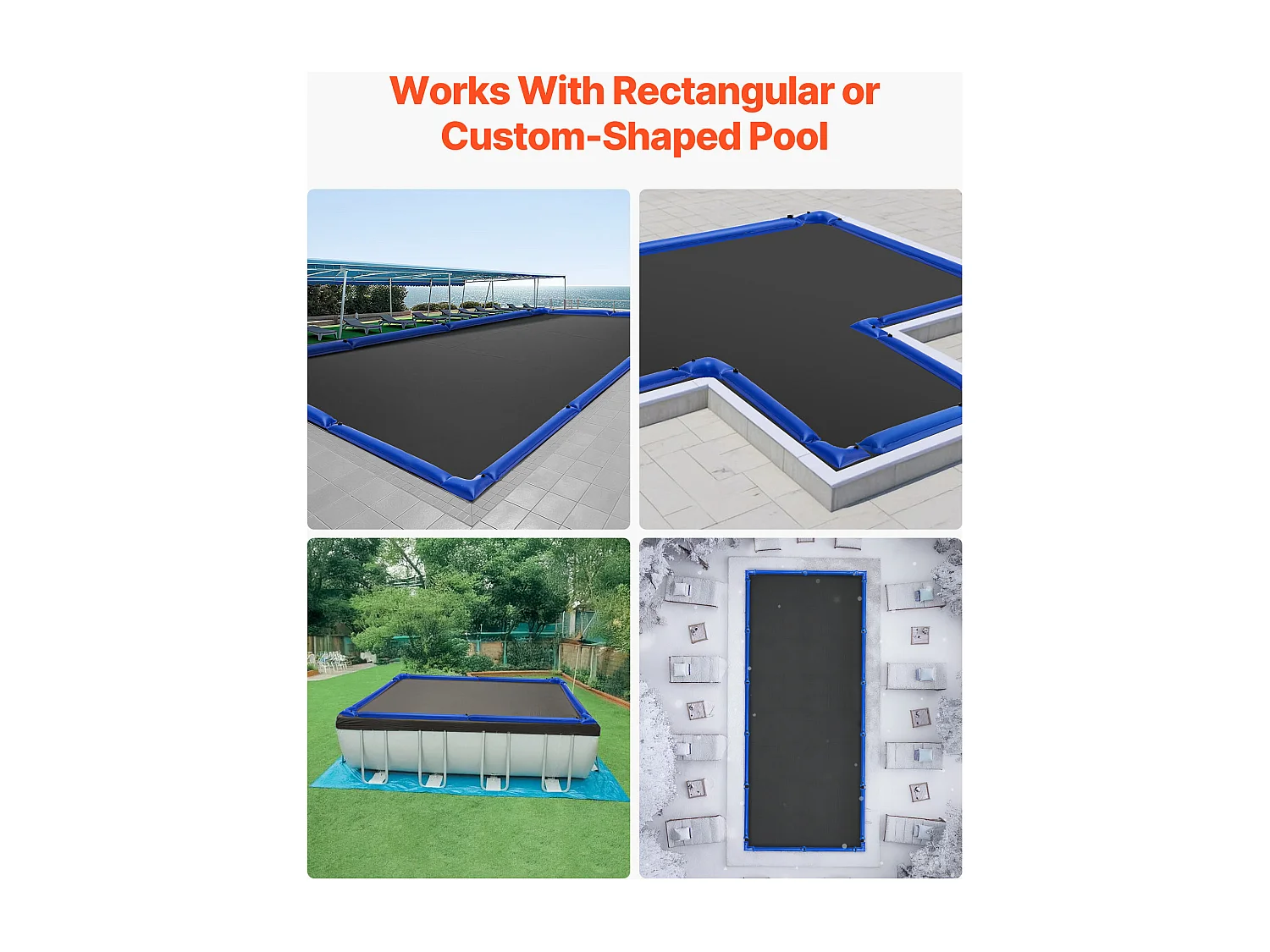 Waterzak SucceBuy voor Zwembadzeil, Set van 4, Hoekballastzak, 57x56,5 cm, Geballaste Slangzakken PVC Dikte 0,4 mm, met Schroefdop Waterdicht
