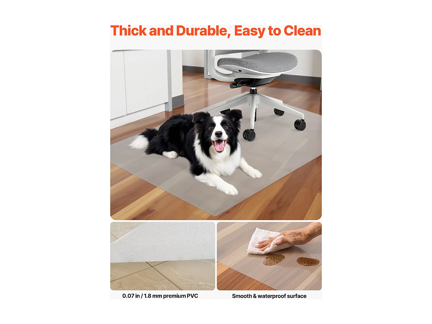 Tapis Chaise de Bureau SucceBuy Transparent de 121,9x91,4 cm, Tapis de Protection pour Chaises sur Roulettes, Protège-sol Dur Rectangulaire, pour Maison Bureau