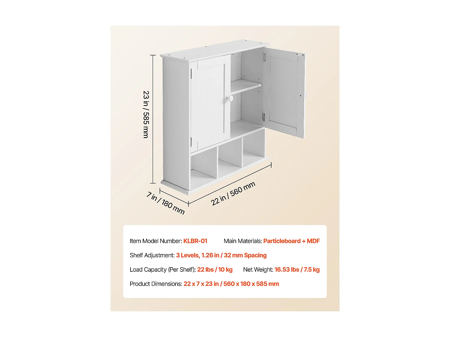 Armoire Murale de Salle de Bain SucceBuy, 2 Portes et Étagère Réglable, Armoire à Pharmacie de Rangement au-dessus des Toilettes, pour Buanderie, Cuisine