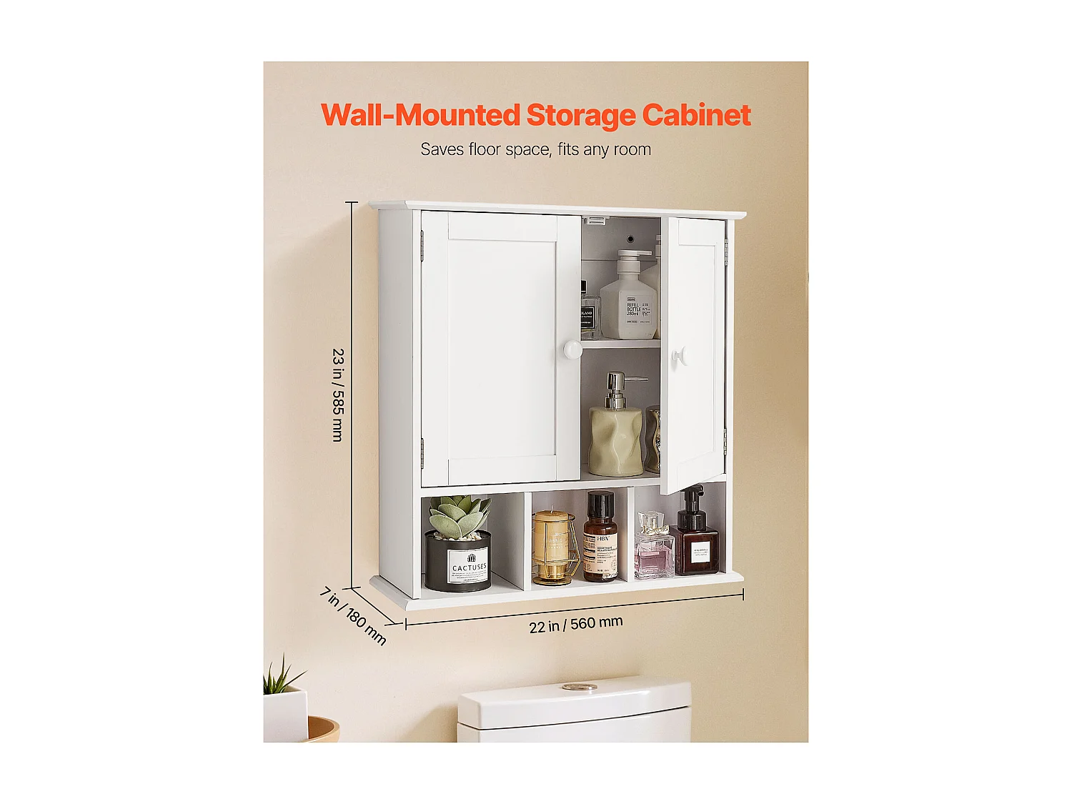 Armoire Murale de Salle de Bain SucceBuy, 2 Portes et Étagère Réglable, Armoire à Pharmacie de Rangement au-dessus des Toilettes, pour Buanderie, Cuisine