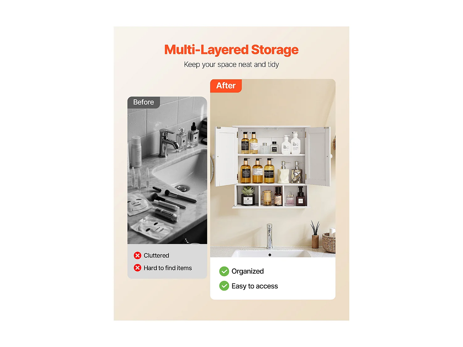 Armoire Murale de Salle de Bain SucceBuy, 2 Portes et Étagère Réglable, Armoire à Pharmacie de Rangement au-dessus des Toilettes, pour Buanderie, Cuisine