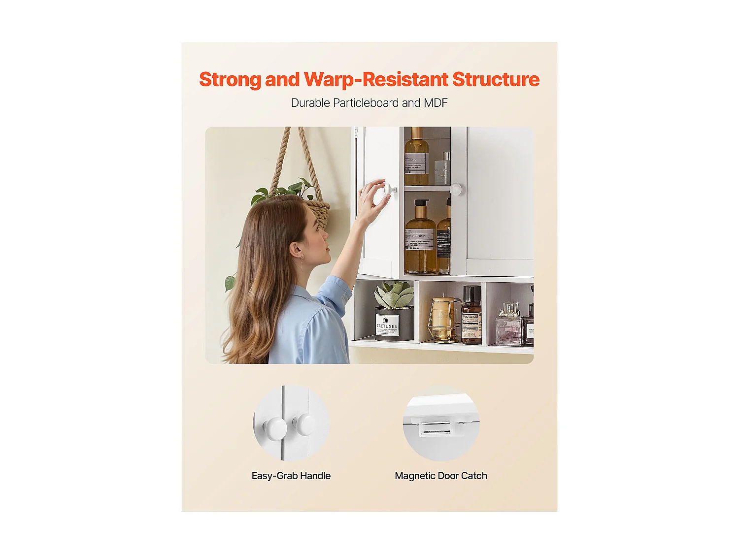 Armoire Murale de Salle de Bain SucceBuy, 2 Portes et Étagère Réglable, Armoire à Pharmacie de Rangement au-dessus des Toilettes, pour Buanderie, Cuisine