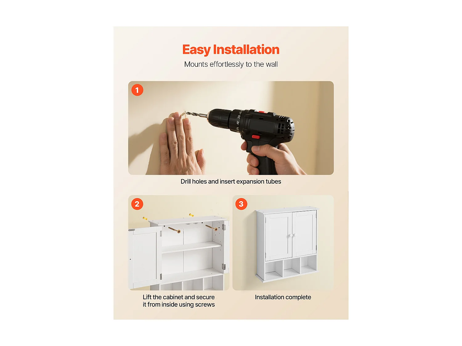 Armoire Murale de Salle de Bain SucceBuy, 2 Portes et Étagère Réglable, Armoire à Pharmacie de Rangement au-dessus des Toilettes, pour Buanderie, Cuisine