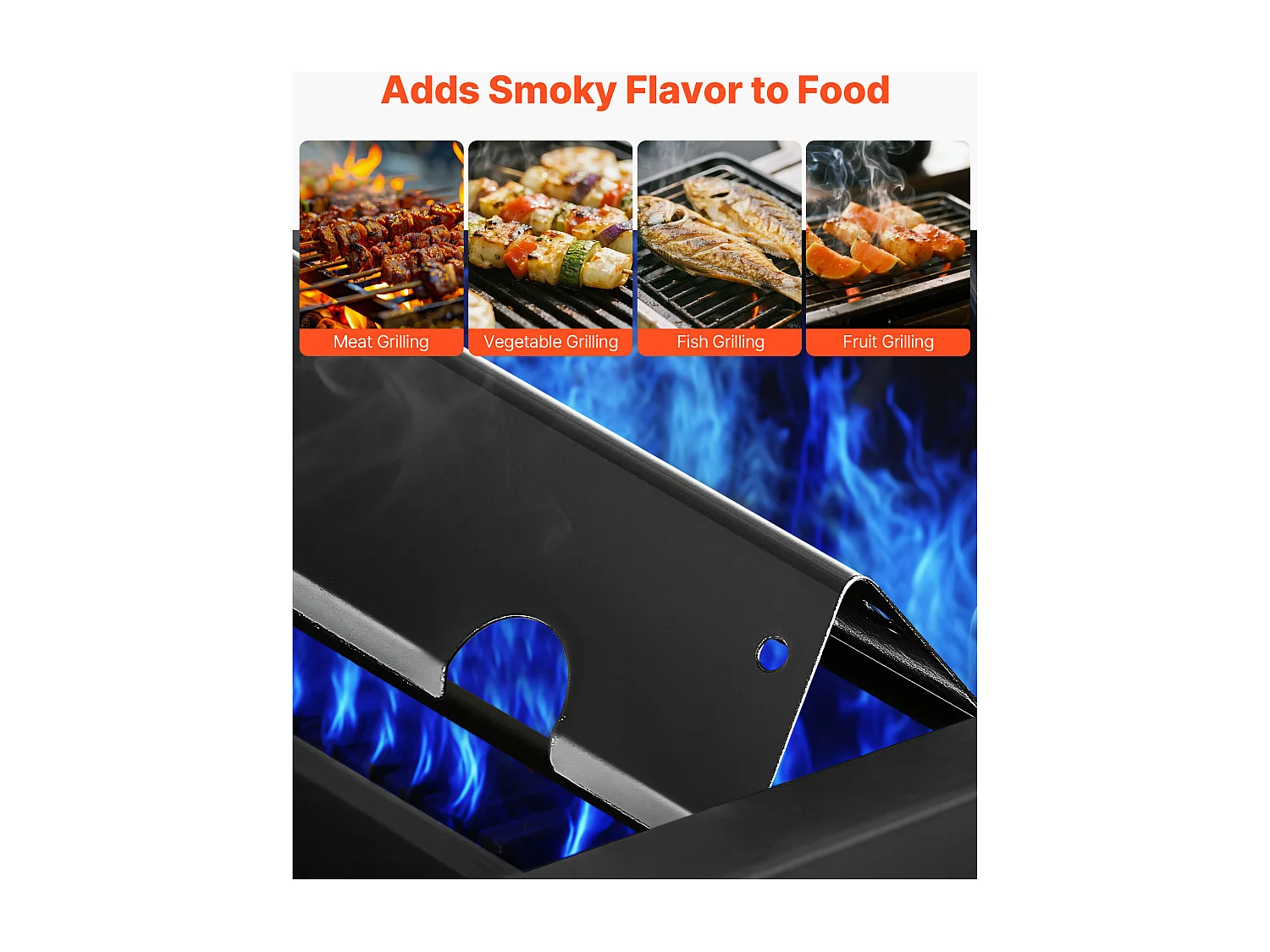 Barre Cache-brûleur et Diffuseur SucceBuy de Chaleur pour Barbecue 8PCs, Déflecteur de Graisse pour Brûleur 43,5 cm, pour Weber Genesis II 310, 315, 335, 340