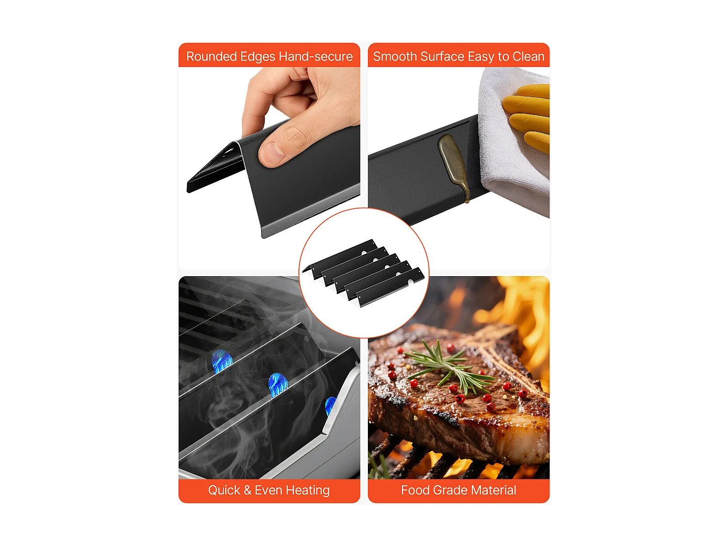 Barre Cache-brûleur et Diffuseur SucceBuy de Chaleur pour Barbecue 8PCs, Déflecteur de Graisse pour Brûleur 43,5 cm, pour Weber Genesis II 310, 315, 335, 340