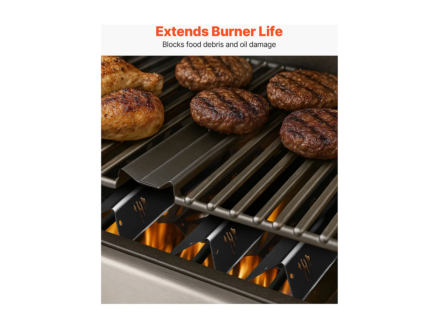 Barre Cache-brûleur et Diffuseur SucceBuy de Chaleur pour Barbecue 8PCs, Déflecteur de Graisse pour Brûleur 43,5 cm, pour Weber Genesis II 310, 315, 335, 340