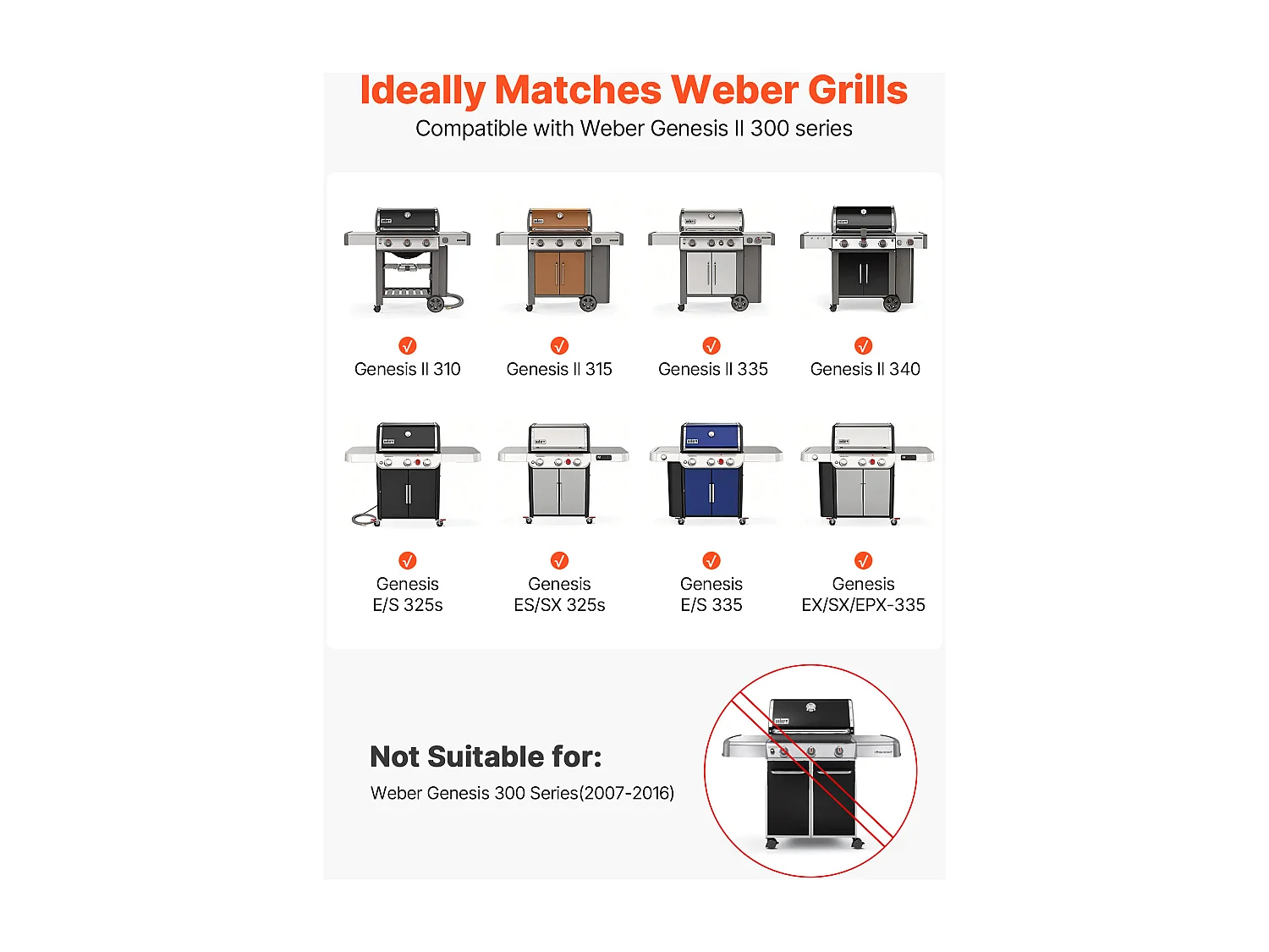 Barre Cache-brûleur et Diffuseur SucceBuy de Chaleur pour Barbecue 8PCs, Déflecteur de Graisse pour Brûleur 43,5 cm, pour Weber Genesis II 310, 315, 335, 340