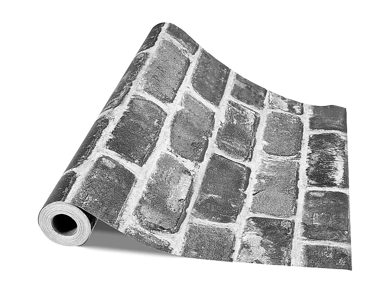 Papel Pintado Adhesivo de Pared SucceBuy, 45 cm x 10 m, Rollo de Papel Pintado Autoadhesivo en Vinilo, Motivo Ladrillo Gris, para Revestimiento de Pared