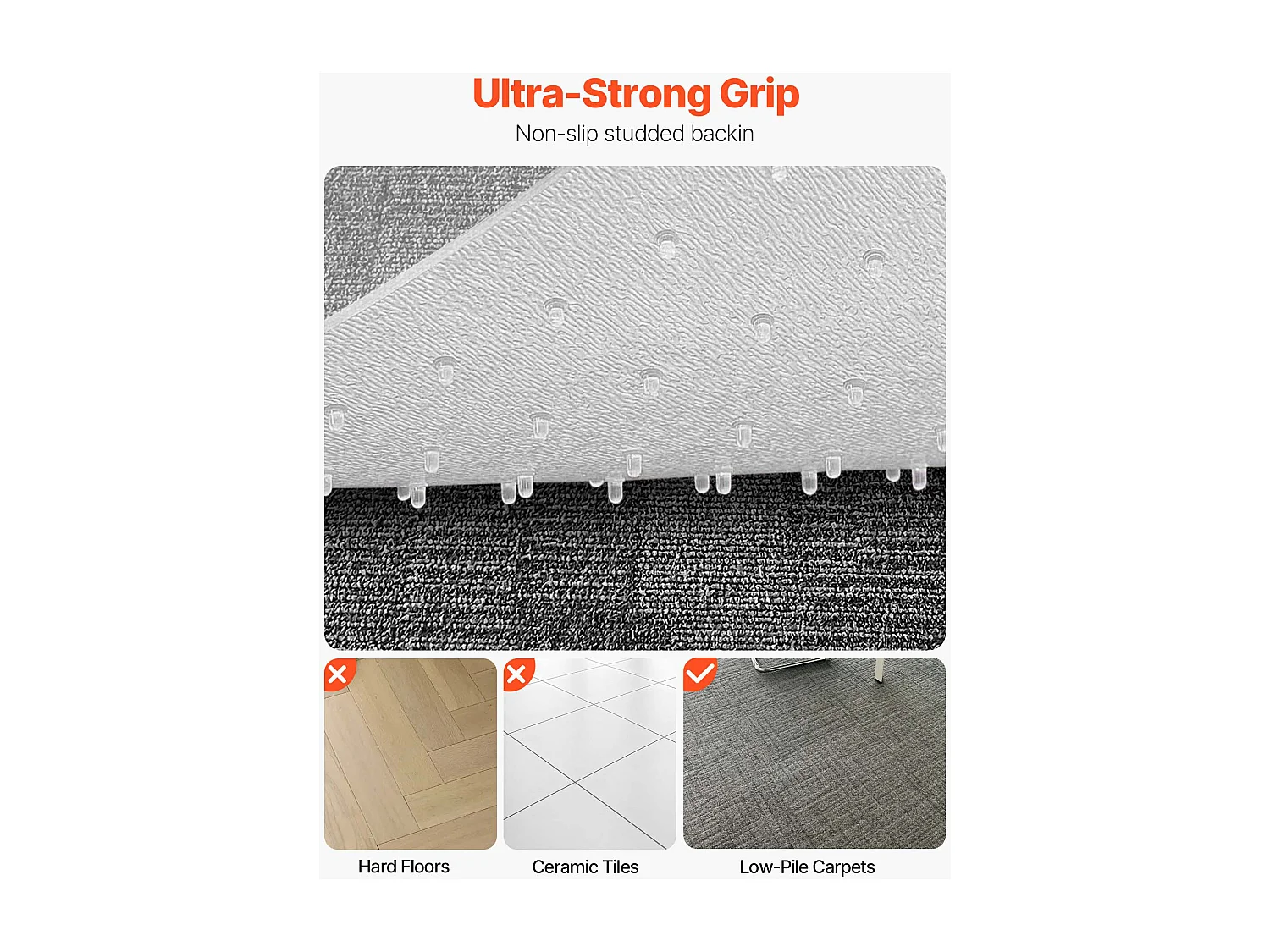 Alfombrilla de Silla de Oficina SucceBuy de 152,4 x 116,8 cm, Protector de Suelo para Alfombra de Pelo Corto, Transparente, Antideslizante y Fácil de Limpiar