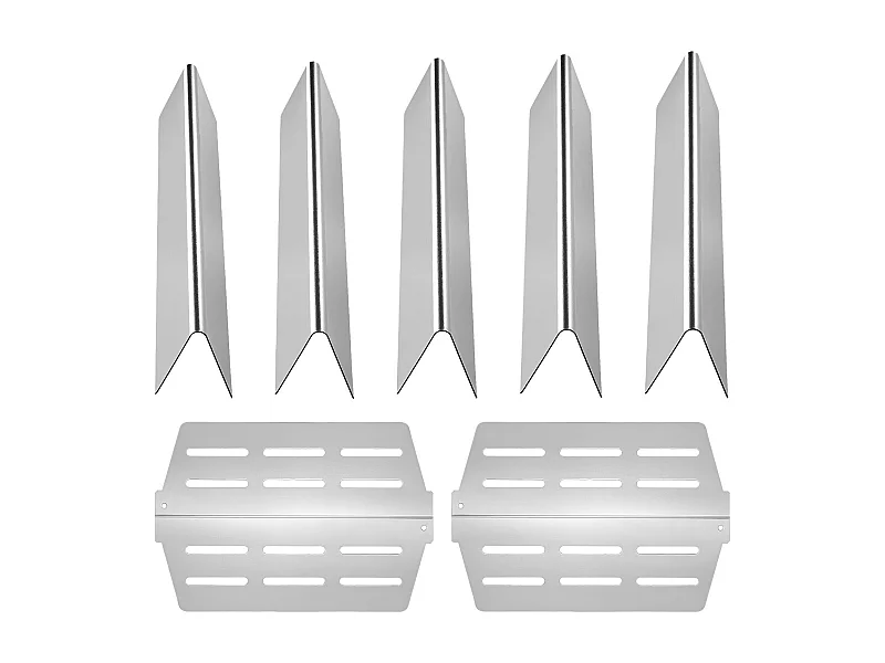 Barres Cache-brûleurs et Diffuseur SucceBuy de Chaleur pour Barbecue 7PCs, Déflecteur de Graisse pour Brûleur 44,6 cm, pour Barbecues Weber Genesis Série 300