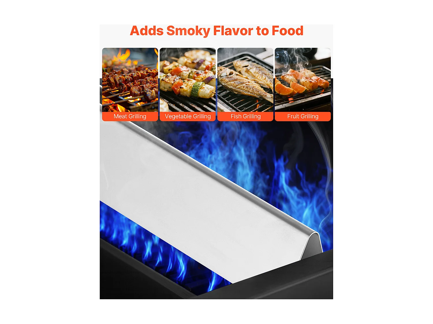 Barres Cache-brûleurs et Diffuseur SucceBuy de Chaleur pour Barbecue 7PCs, Déflecteur de Graisse pour Brûleur 44,6 cm, pour Barbecues Weber Genesis Série 300