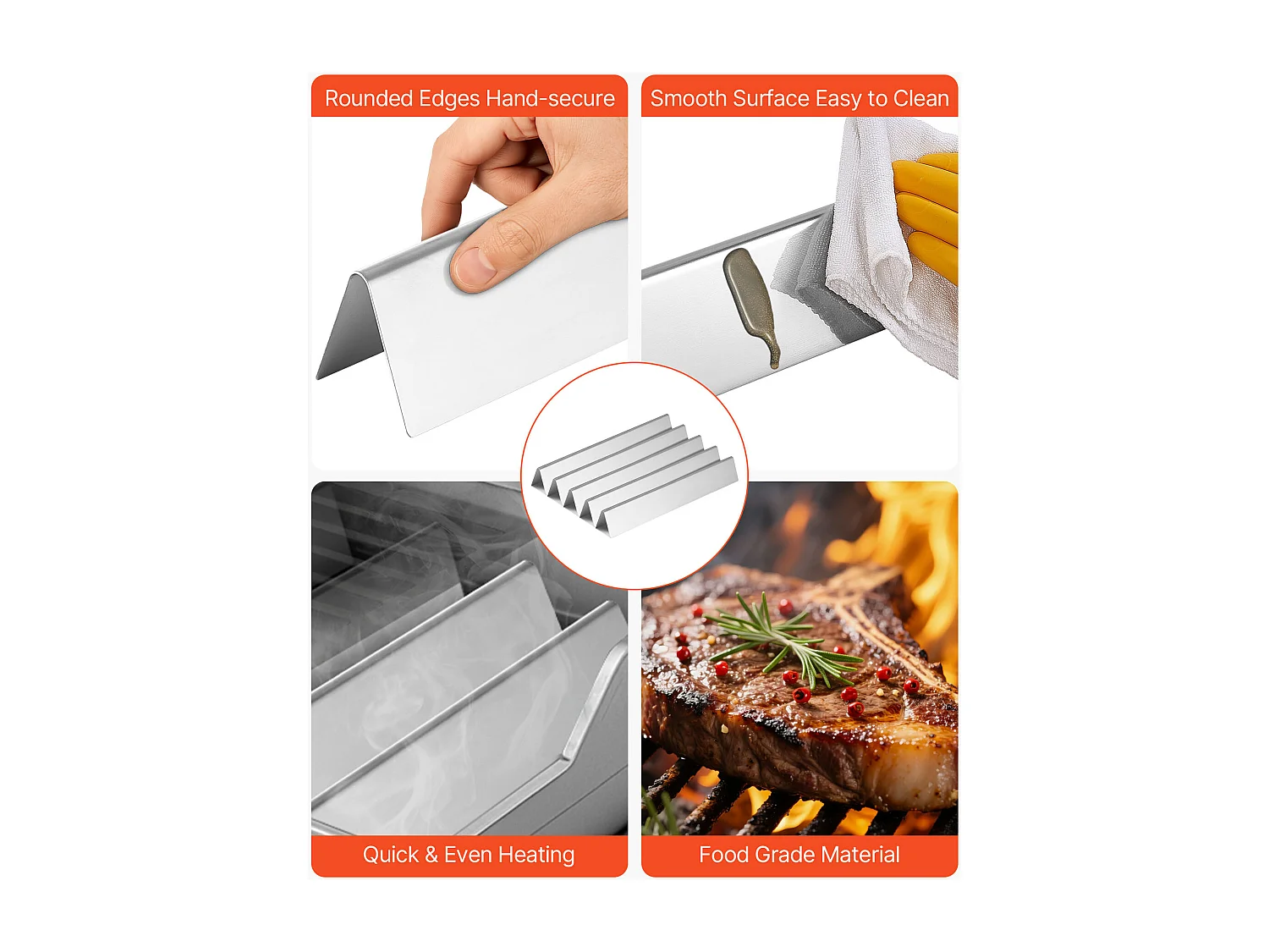 Barres Cache-brûleurs et Diffuseur SucceBuy de Chaleur pour Barbecue 7PCs, Déflecteur de Graisse pour Brûleur 44,6 cm, pour Barbecues Weber Genesis Série 300