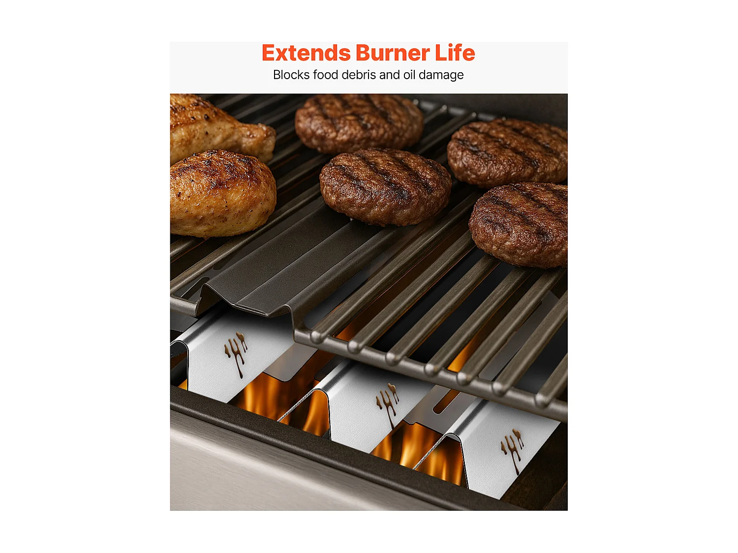 Barres Cache-brûleurs et Diffuseur SucceBuy de Chaleur pour Barbecue 7PCs, Déflecteur de Graisse pour Brûleur 44,6 cm, pour Barbecues Weber Genesis Série 300