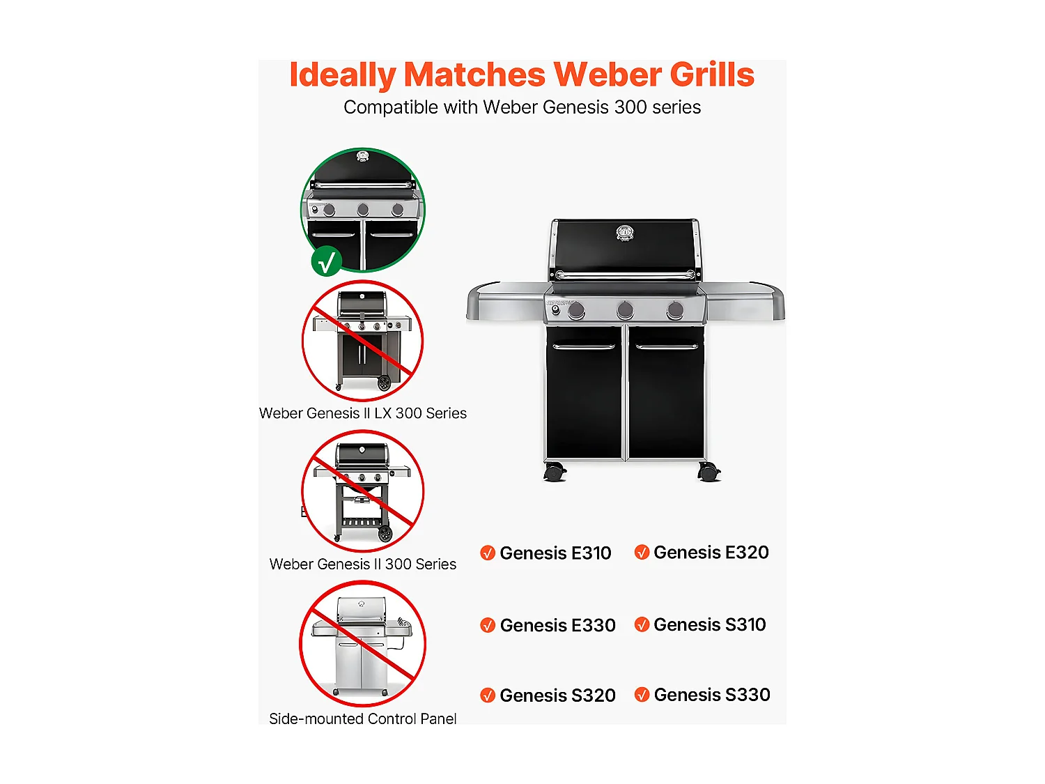 Barres Cache-brûleurs et Diffuseur SucceBuy de Chaleur pour Barbecue 7PCs, Déflecteur de Graisse pour Brûleur 44,6 cm, pour Barbecues Weber Genesis Série 300