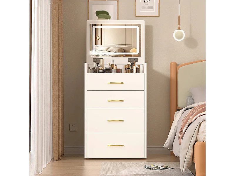 3-in-1 Schminktisch mit offenem Spiegel und 3 Schubladen Kosmetiktisch B60/H118/T40 cm