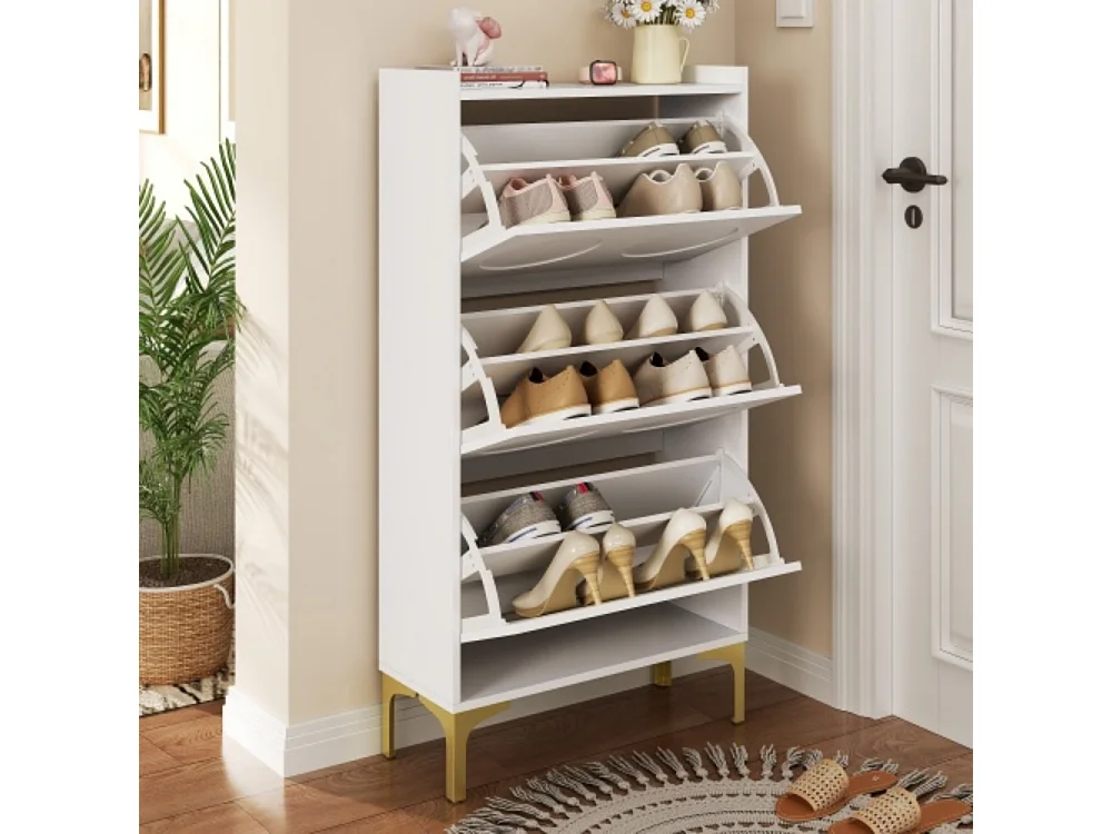 Moderner Schuhschrank,Schuhschränke Dreistöckiges Design mit großem Stauraum,platzsparende Schuhaufbewahrung im Eingangsbereich