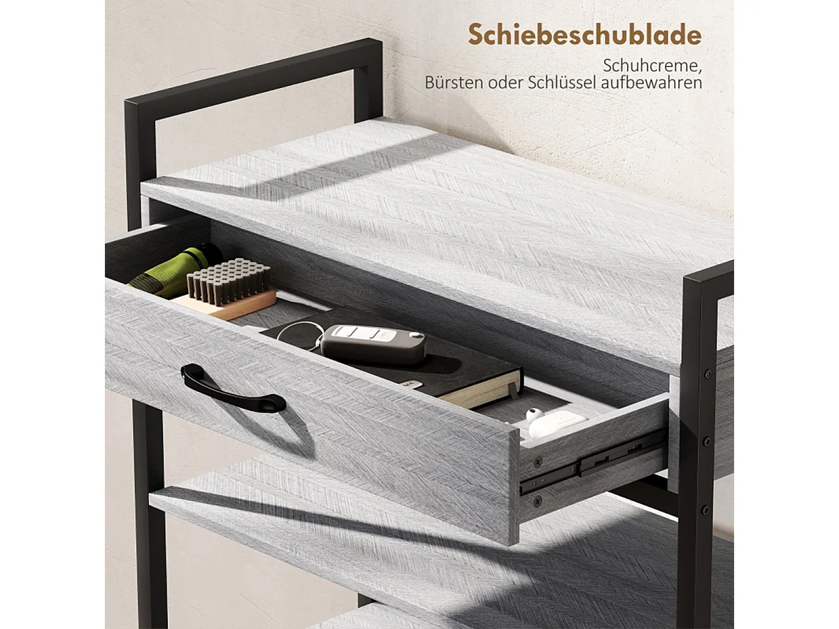 4 Ebenen Schuhregal für bis zu 9 Paar Schuhe Flurregal Grau